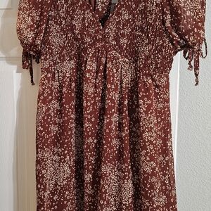 Sienna Sky Brown and Cream Floral Dress